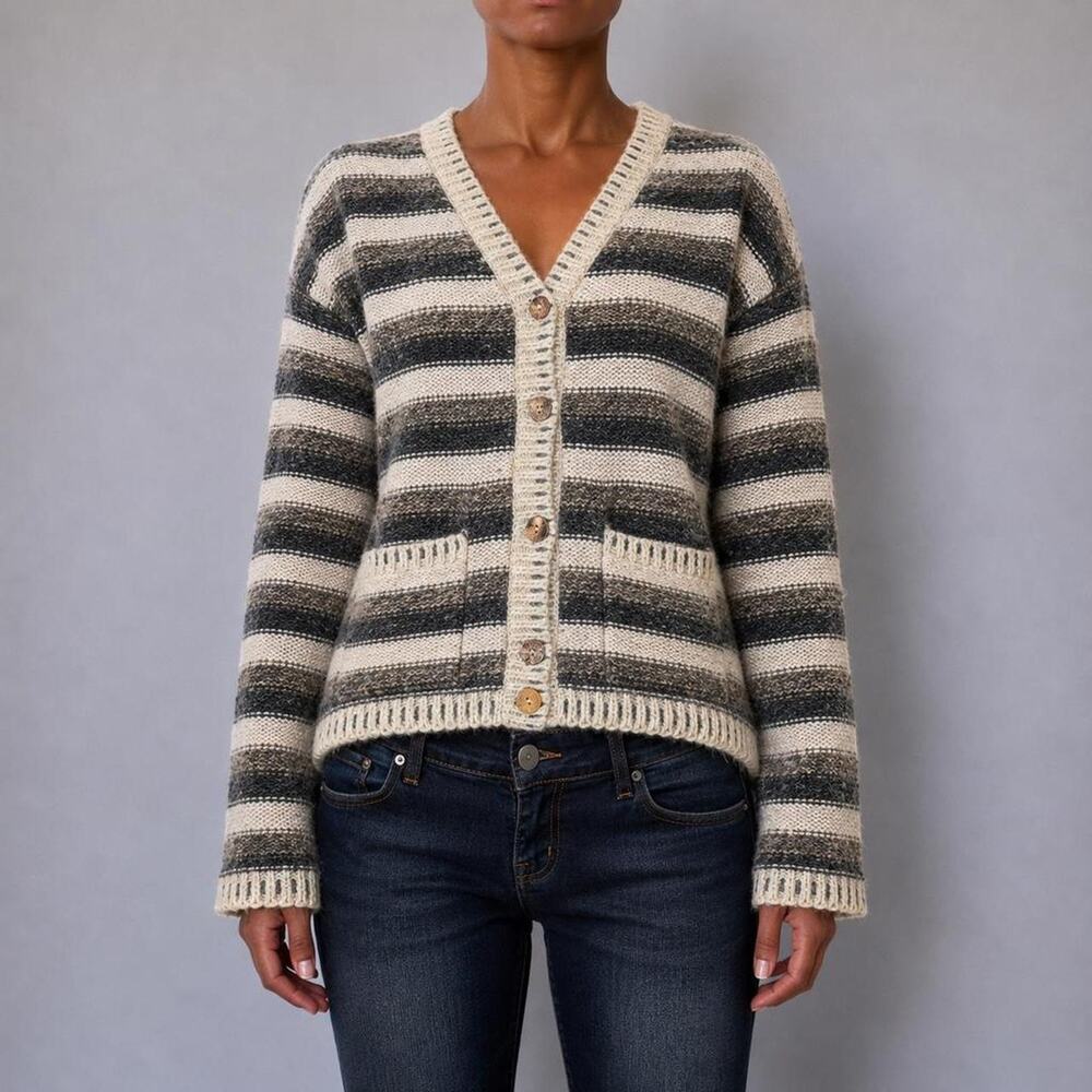 Vintage Wool Chunky Knit Slouchy Earthy Grandpa Cadigan Sweater Size M Hong Kong